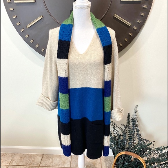 Style & Co, Plus Size 2X Sweater V-Neck tricolor Knit Long - Picture 1 of 12